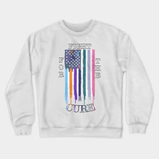 Cancer Awareness Ribbons Cure Support Gift Fight for the Cure Ribbon Shirt Distressed Flag Gifts Crewneck Sweatshirt